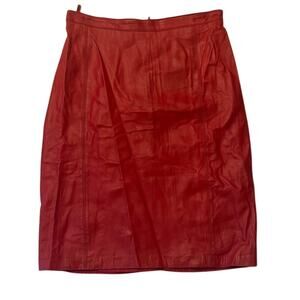 Vintage 80s Bloomingdale's y.e.s. Red Leather Skirt - Size: M